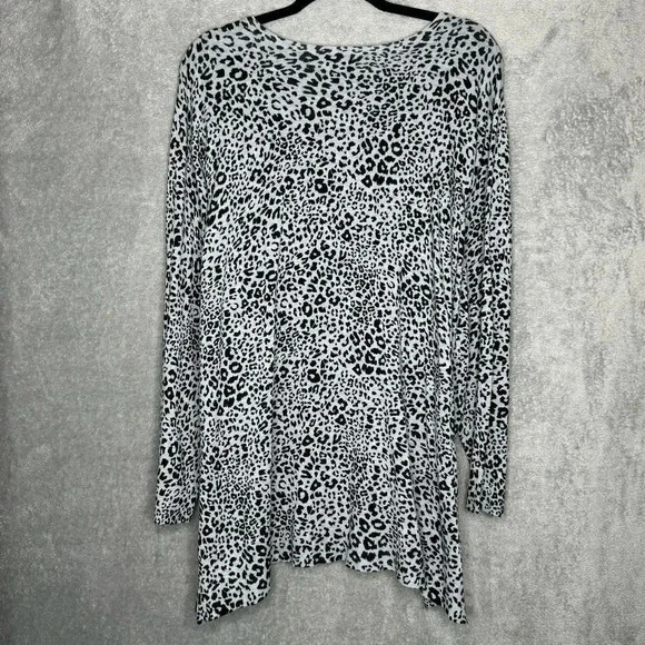 Apt 9 Womens Top 3X Gray Animal Print Long Sleeve V Neck Knit Casual - Picture 4 of 7